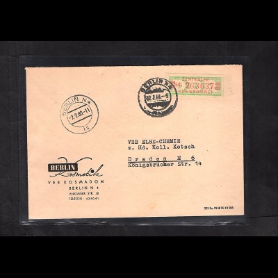 DDR. ZKD-Brief mit EF. Mi.-Nr. 31 I M