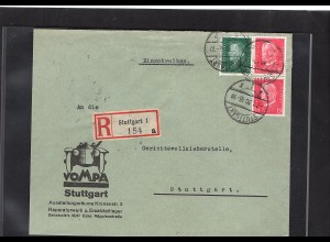 DR. Reklame-Brief, Vompa Stuttgart, als R-Ortsbrief gelaufen.