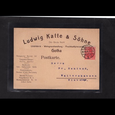 DR., Reklame-Karte Likörfabrik-Weingroßhandlung, L. Katte & Söhne, Gotha.