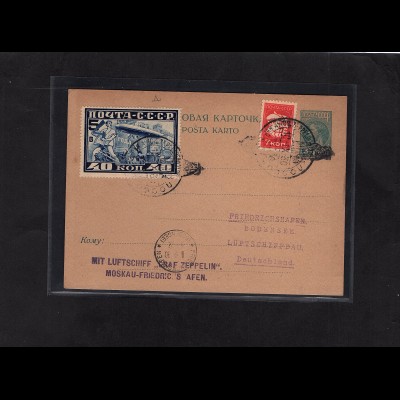 Sowjetunion, Zepp.-Karte mit Mi.-Nr. 390 A u.a.