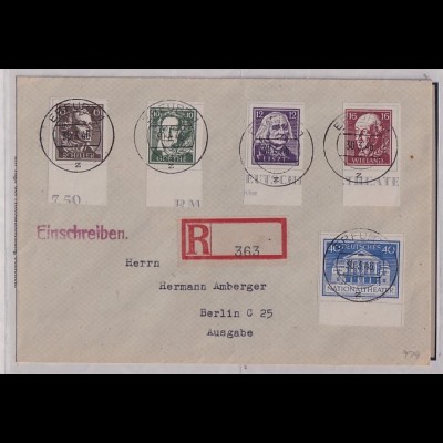  SBZ, Thüringen., Mi.-Nr. 107-11 AX, auf R-Brief mit Ak-St., FA. Dr. JaschBPP.