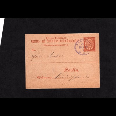 Privatpost, Packet-Fahrt, Berlin 2 Pf Ganzsache gestempelt, 10.09.1886
