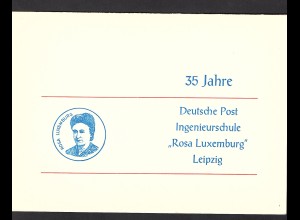 DDR - Gedenkblatt, 35 Jahre Deutsche Post Ingenieurschule "Rosa Luxemburg"
