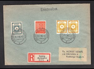 SBZ. Ost-Sachsen, R-Fernbrief (Kempe-Brief) mit Mi.-Nr. 2x 47 D Ia sign. Ströh