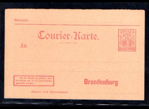 Privatpost, Courier-Karte Brandenburg 3 Pfg. ungebraucht.