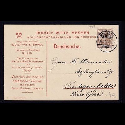DR. Reklame-Karte, Kohlengrosshandlung und Reedere, Rudolf Witte,Bremen