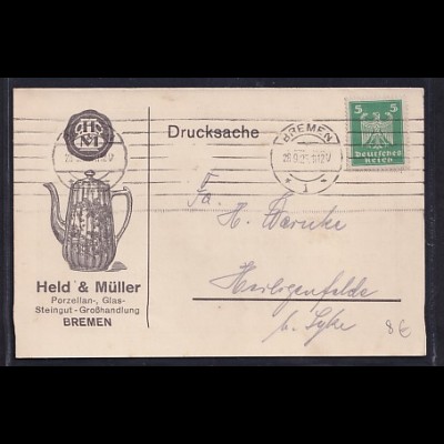 DR. Reklame-Karte, Porzellan/Glas/Steingut, Held & Müller. Bremen