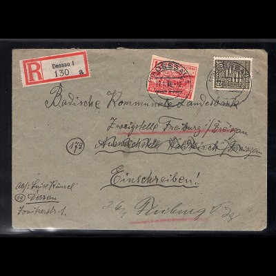 SBZ-Provinz Sachsen, R-Brief mit Mi.-Nr. 83 bX, 86 wa