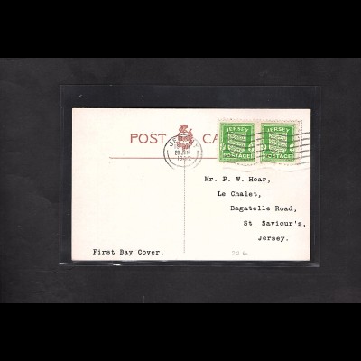 Dt. Besetzung 2. Weltkrieg, Jersey Postkarte mit MeF. Mi.-Nr. 1y.