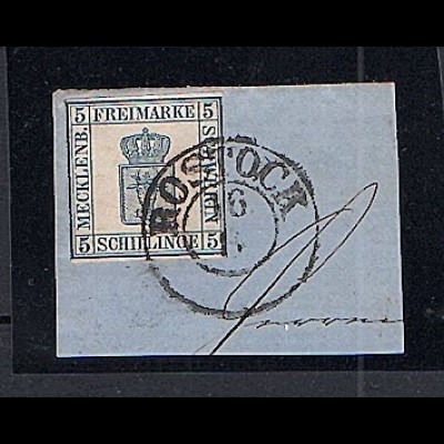 Mecklenburg-Schwerin, Mi.-Nr. 3 gestempelt auf Briefstück, Befund J-LantelmeBPP