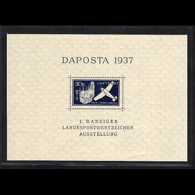 Danzig, Daposta 1937 Mi.-Nr. Block 2 a postfrisch, sign. GruberBPP.