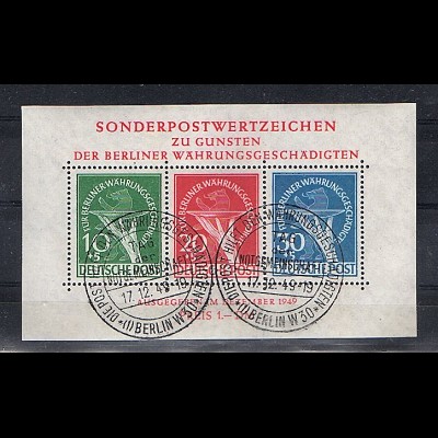 Berlin 1949, Blockausgabe, Mi-Nr. Block 1, gestempelt mit ESSt, FA SchlegelBPP.