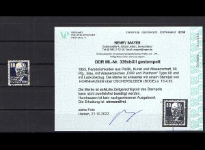 DDR. Mi.-Nr.339 xb XII ( Lack 80) gestempelt , Befund Mayer