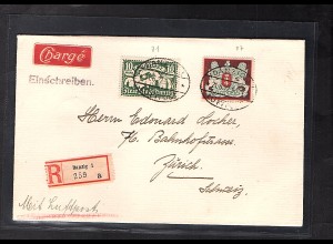 Danzig, R-Luftpost-Auslandbrief mit Mi.-Nr 71+87