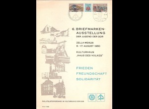 DDR - Gedenkblatt 6. Briefmarken-Ausstellung der Jugend, A1-1980