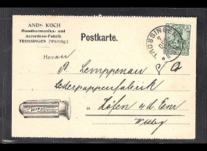 DR. Reklame-Karte, Musikinstrument-Fabrik, A. Koch, Trossingen.
