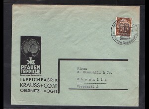 DR. Reklame-Brief Teppichfabrik Krauss + Co., Oelnitz.
