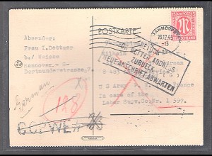 Bizone, AM Post Auslandkarte/KG-Karte mit EF. Mi.-Nr. 24