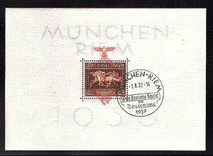DR. Mi.-Nr. Block 10 München Riem 1936, gestempelt mit ESST.