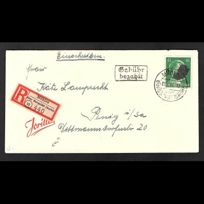 SBZ, Sächsische Schwärzung AP A795 I auf R-Brief mit AK-St.