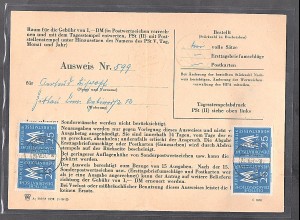 DDR., Post-Ausweis Frankiert mit 4 x Mi.-Nr. 597