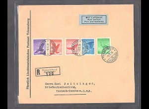 Liechtenstein, R-Luftpost-Satzbrief Mi.-Nr. 143-147