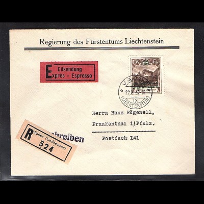 Liechtenstein, R-Brief Mi.-Nr. D. 8