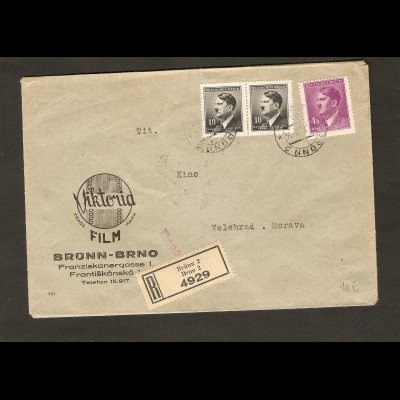 B&M., R-Brief mit Werbe-Umschlag Viktoria-Film, Umschlag doppelt verwendet.