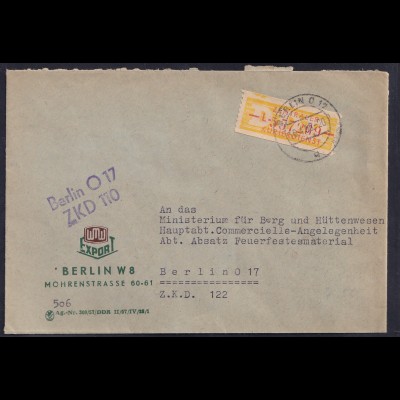 DDR.ZKD-Brief, EF. Mi.-Nr. Dienst-16 L