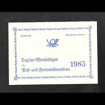 DDR - Gedenkblatt, Tag der Werktätigen des Post- und Fernmeldewesens B3-1985