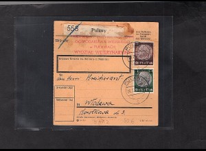 GG. Deutsche Post Osten Paketkarte mit Mi.-Nr. 5 + 12 