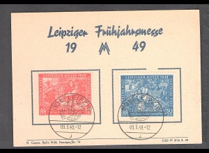 SBZ., Mi.-Nr. 231 b auf Ereigniskarte Leipzigermesse 1949, Befund. Mayer.
