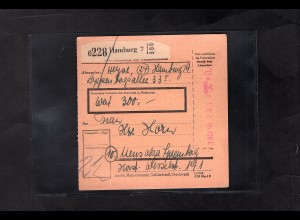 DR., Wert-Paketkarte aus Hamburg 1944