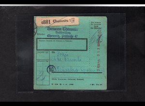 DR., Paketkarte aus Chemnitz Nov. 1944