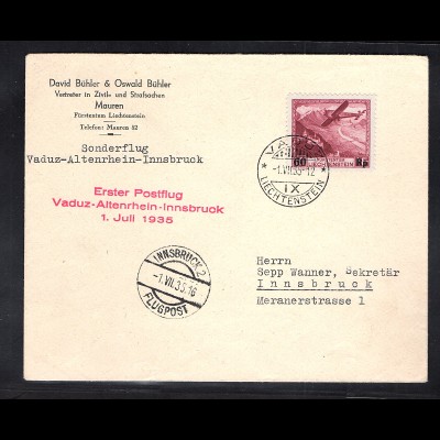 Liechtenstein, Luftpostbrief mit EF. Mi.-Nr. 148