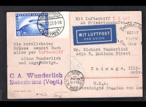 Zeppelin-Brief LZ 127 mit Mi.-Nr. 423 rechte SR. nach USA 