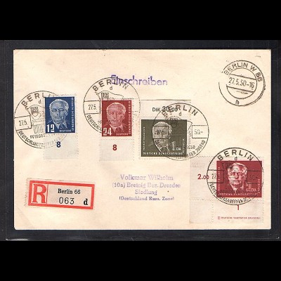 DDR. FDC. Mi.-Nr. 251 - 254 als R-Fern-Brief. gelaufen mit Ak-St. FA. PaulBPP.