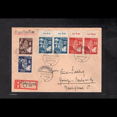 DDR. FDC. Mi.-Nr. 276 - 279 als R-Fern-Brief. gelaufen mit Ak-St. FA. Mayer