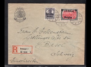 Dt.-Besetzung 1. Weltkrieg,, Belgien Mi.-Nr. 25 aur R-Ausland-Brief mit Ak-St.