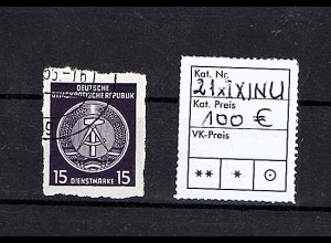 DDR. Dienstmarken Mi.-Nr. D 21 xI XI N Ungezähnt, gestempelt.