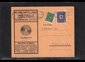 DR. Reklamebrief Maschinen- und Sägen-Fabrik H. Hempling, Nürnberg.