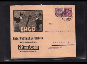 DR. Reklamebrief Ergo Gebr. Wolf Mkt. Berolzheim, Nürnberg.