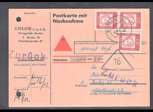 Berlin, MeF. Mi.-Nr. 204 auf Nachnahme-Postkarte.