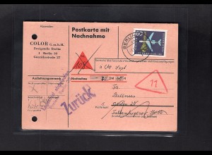Bund, EF. Mi.-Nr. 473 auf Nachnahme-Postkarte.
