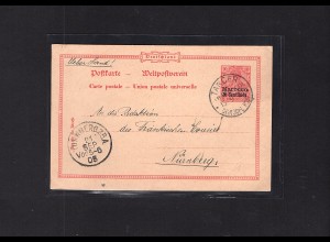 Deutsche Post in Marokko, Ganzsache Mi.-Nr. P 6 gelaufen von Tanger.