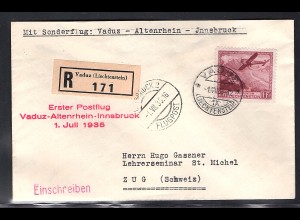 Liechtenstein, Luftpostbrief mit EF. Mi.-Nr. 113
