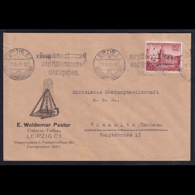 DR. Reklame-Brief, Elektron-tiefbau, E.Woldemar Pastor, Leipzig