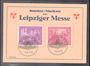 DDR - Gedenkkarte/FDC. Leipziger Messe 1950 mit Mi.-Nr. 248-249