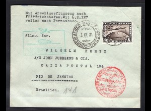 Zeppelin-Brief, mit EF. Mi.-Nr. 458 nach Brasilien.