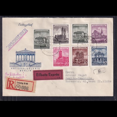 DDR FDC. Mi.-Nr.491-496 als portorichtige R-Eilbote-Fern-Brief.